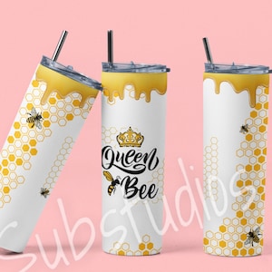 Queen Bee PNG  honeycomb hive PNG  tumbler wrap Sublimation digital download design 20 straight