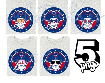 Png Preppy Patriot Pioneer Minutemen Frontier Sunglasses Eyes Gold Glitter Face Sublimation Highschool Red Blue Patriot