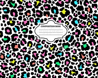 PNG Multi Color Leopard Composition Notebook PNG  Teacher Tumbler Wrap Personalize Sublimation Digital Design image File Teacher Gift