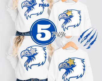 Blue Preppy Eagles Mascot PNG Star Eye Digital Design Download  Sublimation Shirts Tumblers  Eagles Hawks High School Mascot College