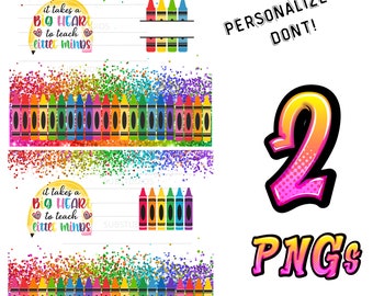 2 PNG leraar Tumbler Wrap It Takes a Big Heart to Teach Little Minds Crayon personaliseren sublimatie Tumbler Wrap digitaal afbeeldingsbestand PNG SVG