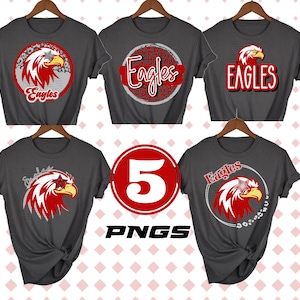 Águilas de estilo preppy PNG Ojo de estrella Diseño digital Descargas Sublimación Camisetas Vasos Águilas Mascota de la escuela secundaria Águila roja Palabra Texto Leopardo DTF