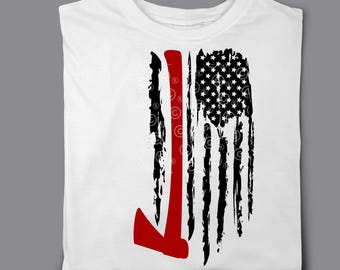 Fire Fighter Fireman Flag PNG for Sublimation Shirt DIY Flag with an Axe