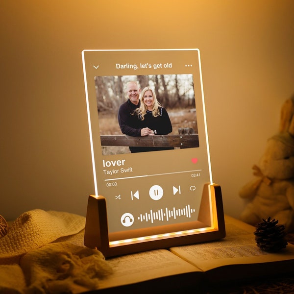 Custom Acrylic Music Night Light Plaque, Personalized LED Plaque, Custom Picture Frames, Song Picture Frame, Unique Birthday Gifts for Her