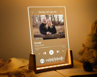 Custom Acrylic Music Night Light Plaque, Personalized LED Plaque, Custom Picture Frames, Song Picture Frame, Unique Birthday Gifts for Her