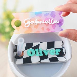 Personalized Name Plate for Stanley Quenchers 20oz 30oz 40oz, Oasis Collection Perfect Pairs, Custom Acrylic Lid Topper Tumbler Tag Gifts