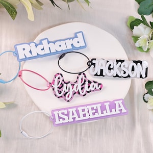 Acrylic Backpack Keychains, Personalized Backpack Name Tags, Diaper Bag Name Tag, Sports Bag Keychain, Lunchbox Name Tag Accessories