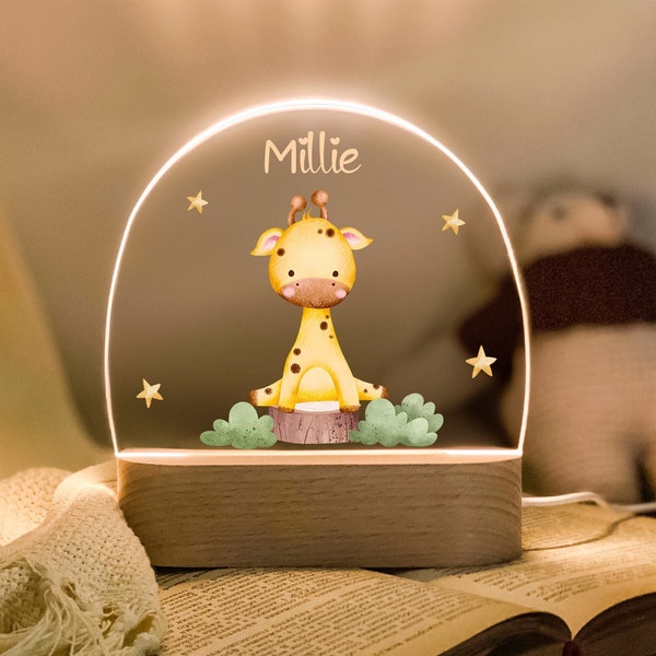 Luz nocturna personalizada para bebé, nacimiento de regalo de bebé, luz nocturna para bebé, linda lámpara de noche de animales, luz nocturna de habitación para niños, regalo de habitación para niños