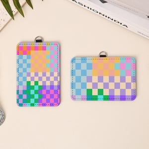 Custom Checked ID Badge Holder, Transparent Card Protector, PU Name Card Holder, Nurse Teacher Doctor PT Cute Badge Holder, Birthday Gift