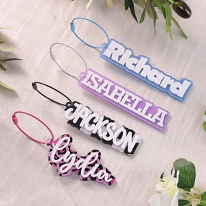 Personalized Acrylic Keychain, Diaper Bag Tag, Custom Name Keychains, Backpack Name Tag, Lunchbox Name Tag, School Tag, Owala Accessories