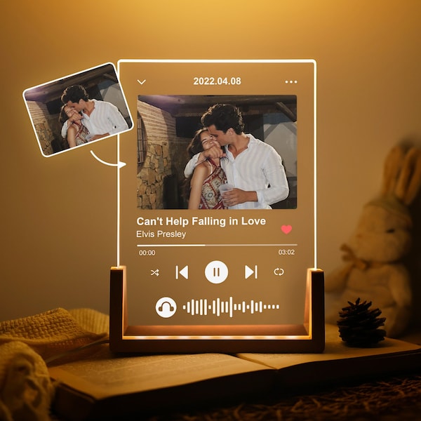 Custom Acrylic Spotify Plaque with Photo, Custom Photo Music Plaque, Personalized Photo Frame, Album Cover Song Plaque, Valentine's Day Gift