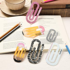 Personalized Teacher Paper Clip Bookmark Set, Custom Jumbo Name Clip, Back to School Gift for Teacher Appreciation, Reader Student Gift