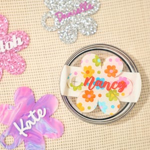 Tumbler Cup Floral Name Plate for Stanley Cup Accessory, Flower Tumbler Tag fits Quencher H2.O, Personalized Mothers day for Daisy Name Tag