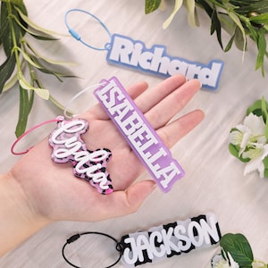 Benutzerdefinierte Acryl-Tag, Acryl-Taschen-Tag, Kinder Name Schlüsselbund, personalisierte Tag, benutzerdefinierte Rucksack Tag, Lunch Box Tag, Windel Tasche Namen Tag
