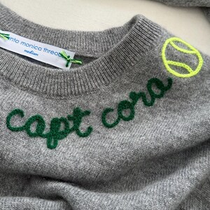Custom Embroidered Cashmere Tennis Theme, Personalized Sweater with Tennis Ball, Tennis Club Shirt for Women, Tennis Team, Tennis Lover Gift