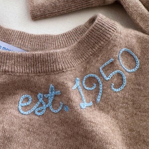 Personalized Cashmere Sweater: Chainstitch Embroidered Birthday Gift