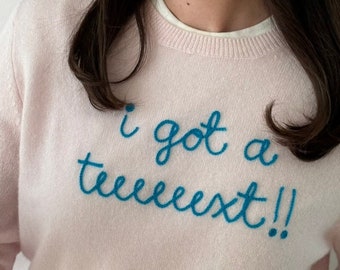 Customized 100% CASHMERE Sweater, Embroidered Cashmere Clothing for Women, Chainstitch Embroidery Funny Shirt, Summer Sweater, Gift for Her