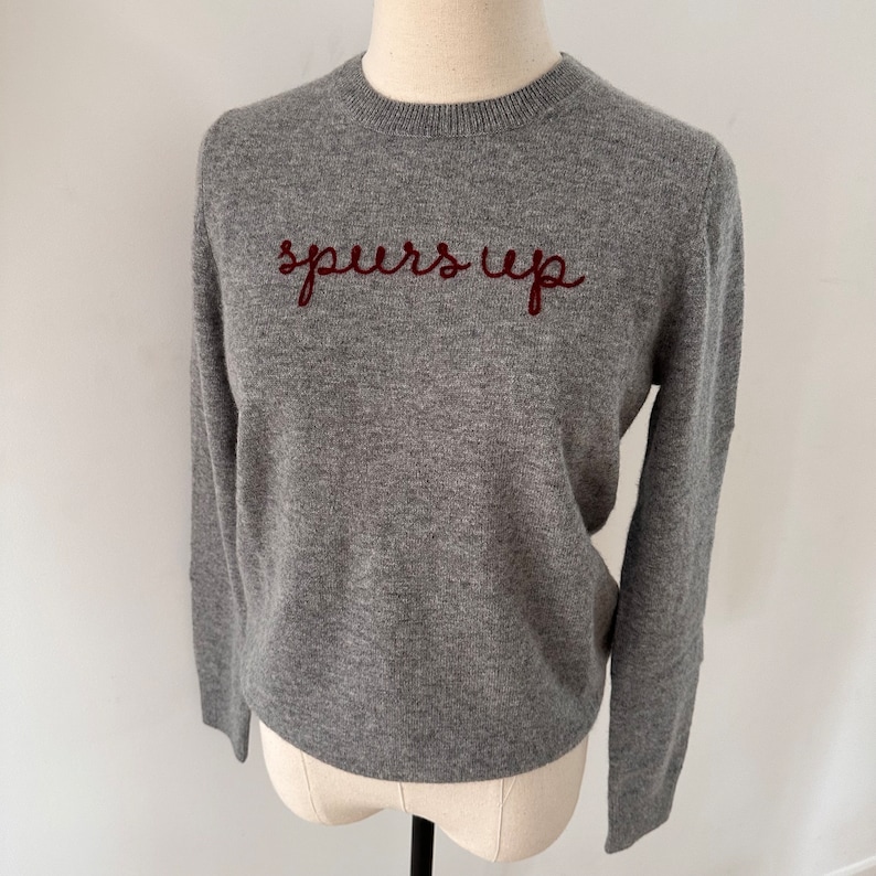 Personalized Embroidered Cashmere School Spirit Shirt, College Clothing Sweater, Chainstitch Embroidery Sweater, Game Day Tailgate Apparel image 3