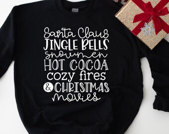 Weihnachts Sweatshirt, Weihnachten Sweatshirt, Geschenke für Sie, Geschenke für Frauen, Geschenke für Teenager, Glöckchen, Gemütlich, Hot Coco, Santa