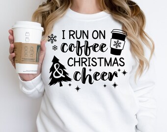 Holiday Cheer, Christmas Sweatshirt, Merry Sweatshirt, Coffee Sweatshirt, Holiday Sweatshirt, Geschenke für Sie, Geschenke für Frauen, Lustig