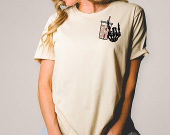 Eiskaffee, Angst, Eiskaffee-T-Shirt, Eiskaffee-Shirt, Kaffee-Shirt, Kaffee-T-Stück, psychische Gesundheit, Angst und Kaffee, Angst-T-Stück