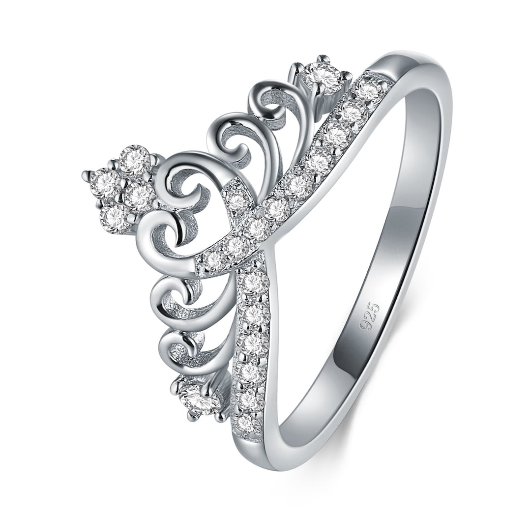 Atouch 925 Sterling Silver Cubic Zirconia Princess Crown Tiara Wedding ...