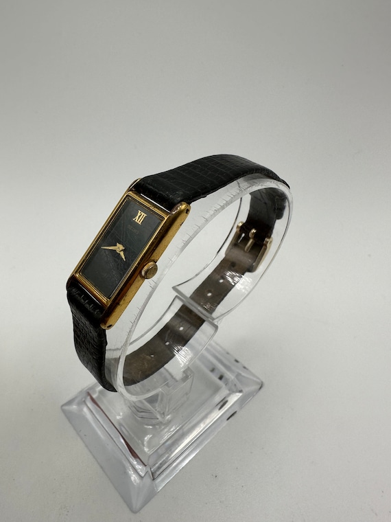 Vintage Seiko 2E20 Gold Tone Tank Watch Hirsch Leather Band  display picture 1