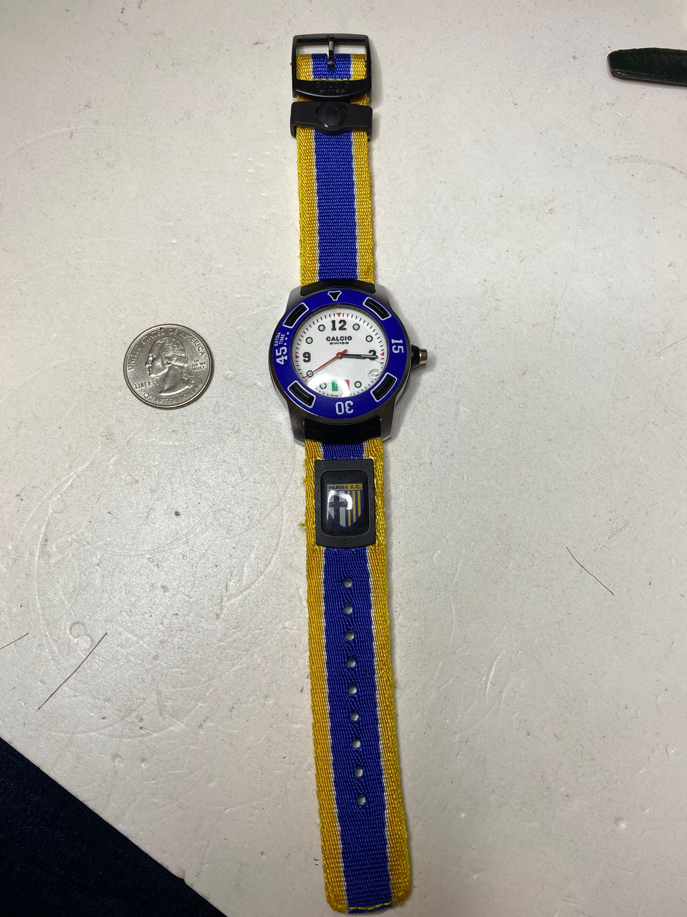 RARE vintage Calcio Swiss made 40mm soccer watch Parma AC gift him 