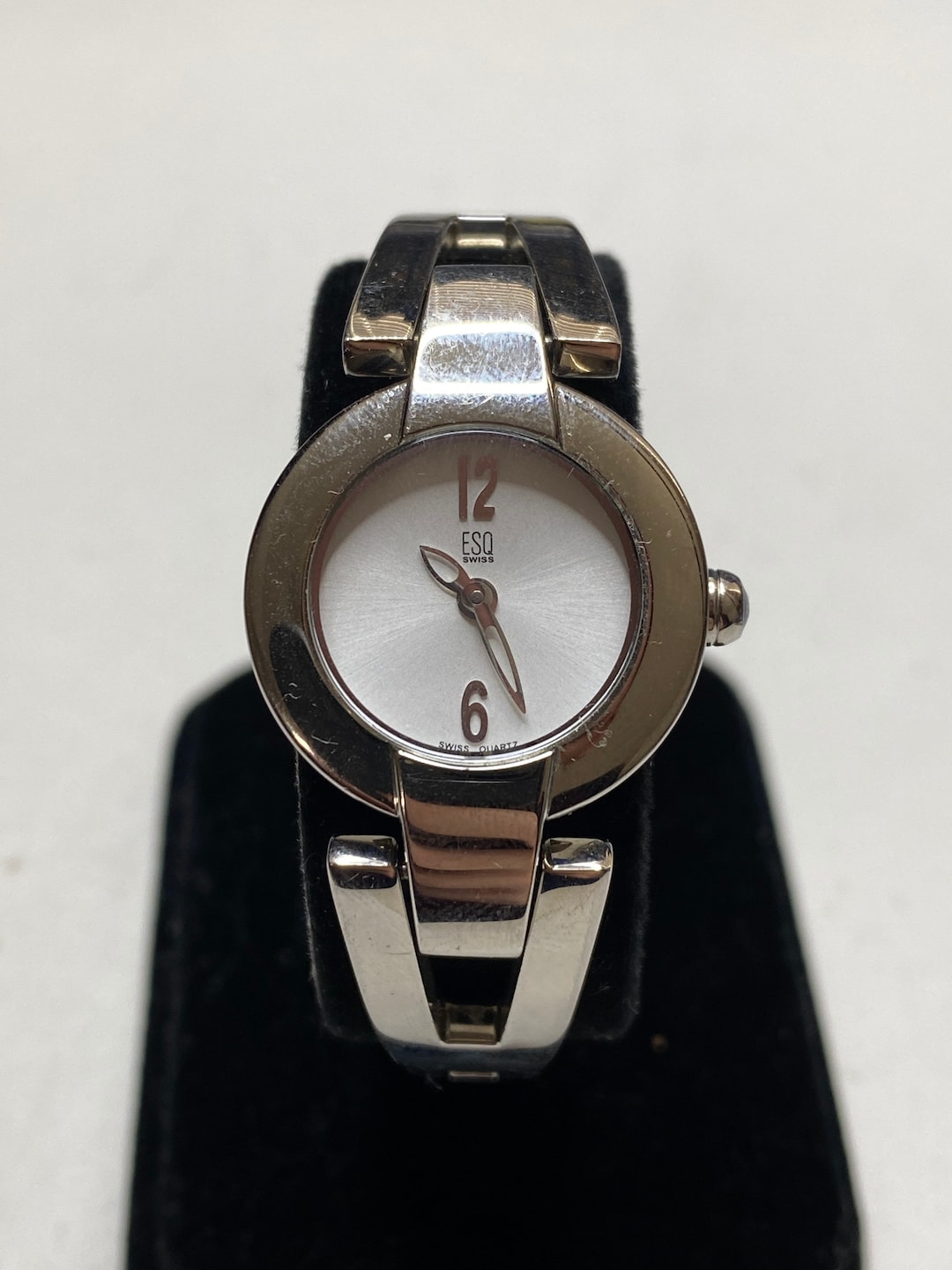 Vintage ESQ Ladies Silver Wrist Watch Swiss Made Silver White Etsy