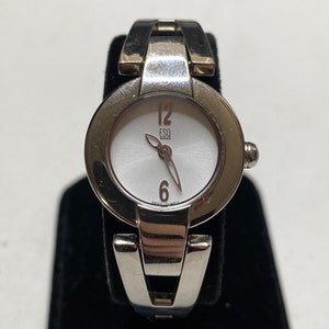 Vintage ESQ ladies silver wrist watch Swiss made silver white gift her ladies women stainless steel