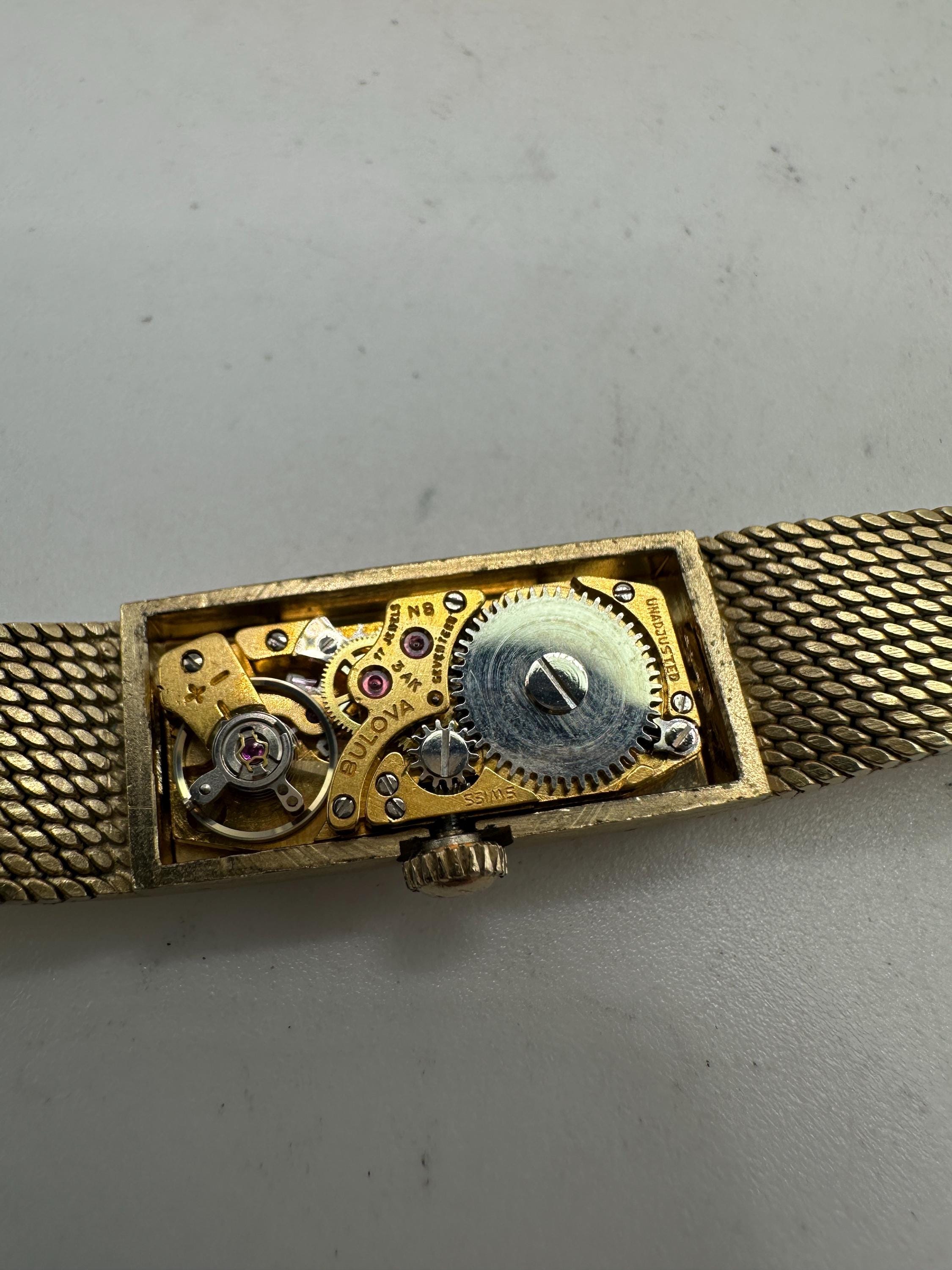 Bulova Vintage Mesh Mechanical Hand Wind Ladies Gold Tone 