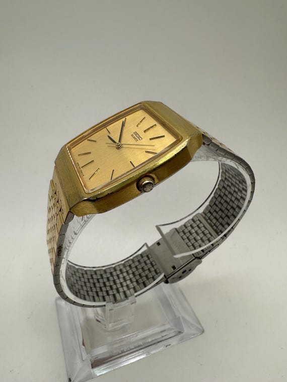 Seiko 3421 Vintage Gold Tone Tank Watch Quartz Men Women Unisex