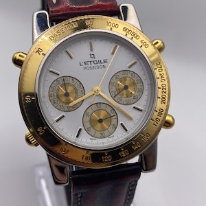 L&#39;Etoile Poseidon Quartz Swiss made montre chronographe bracelet en cuir cadeau lui ses hommes femmes créateur de mode