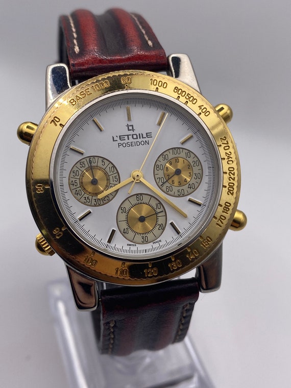 Letoile Poseidon Quartz Swiss Made Chronograph Watch Leather Strap