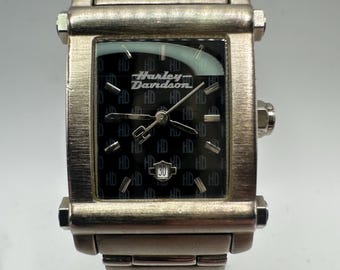 Harley Davidson vintage ladies silver tank Watch motorcycle black face gift her women mom sale retro small fashion designer
