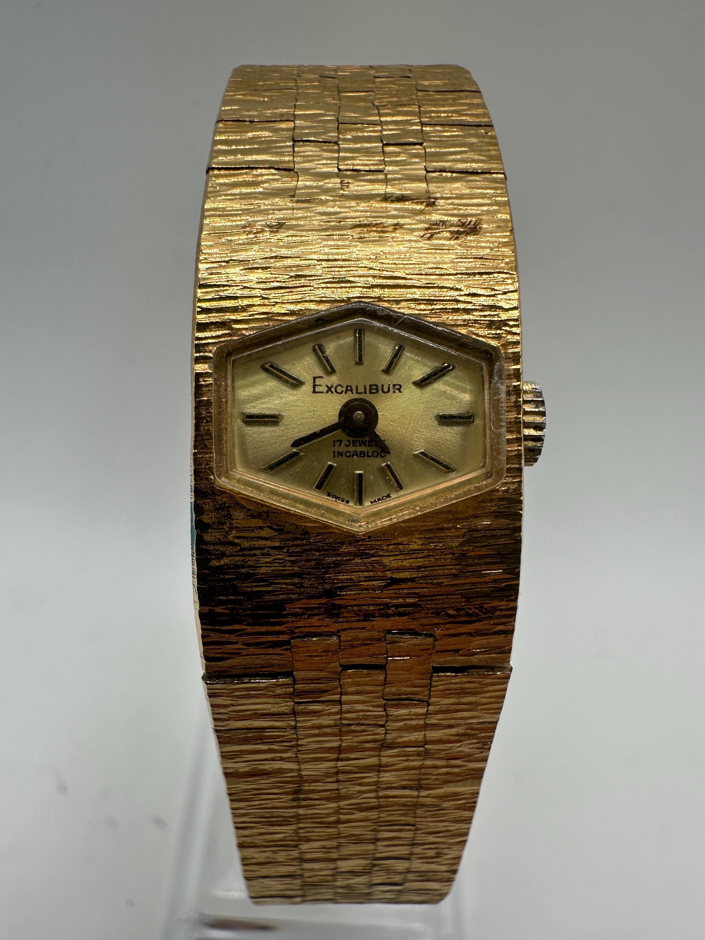 Vintage Excalibur Ladies Hand Mechanical Wind Gold Tone Swiss Made