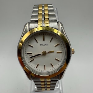 vintage pulsar by Seiko ladies quartz watch gold and silver white face dress gift her women mom sale Japan small