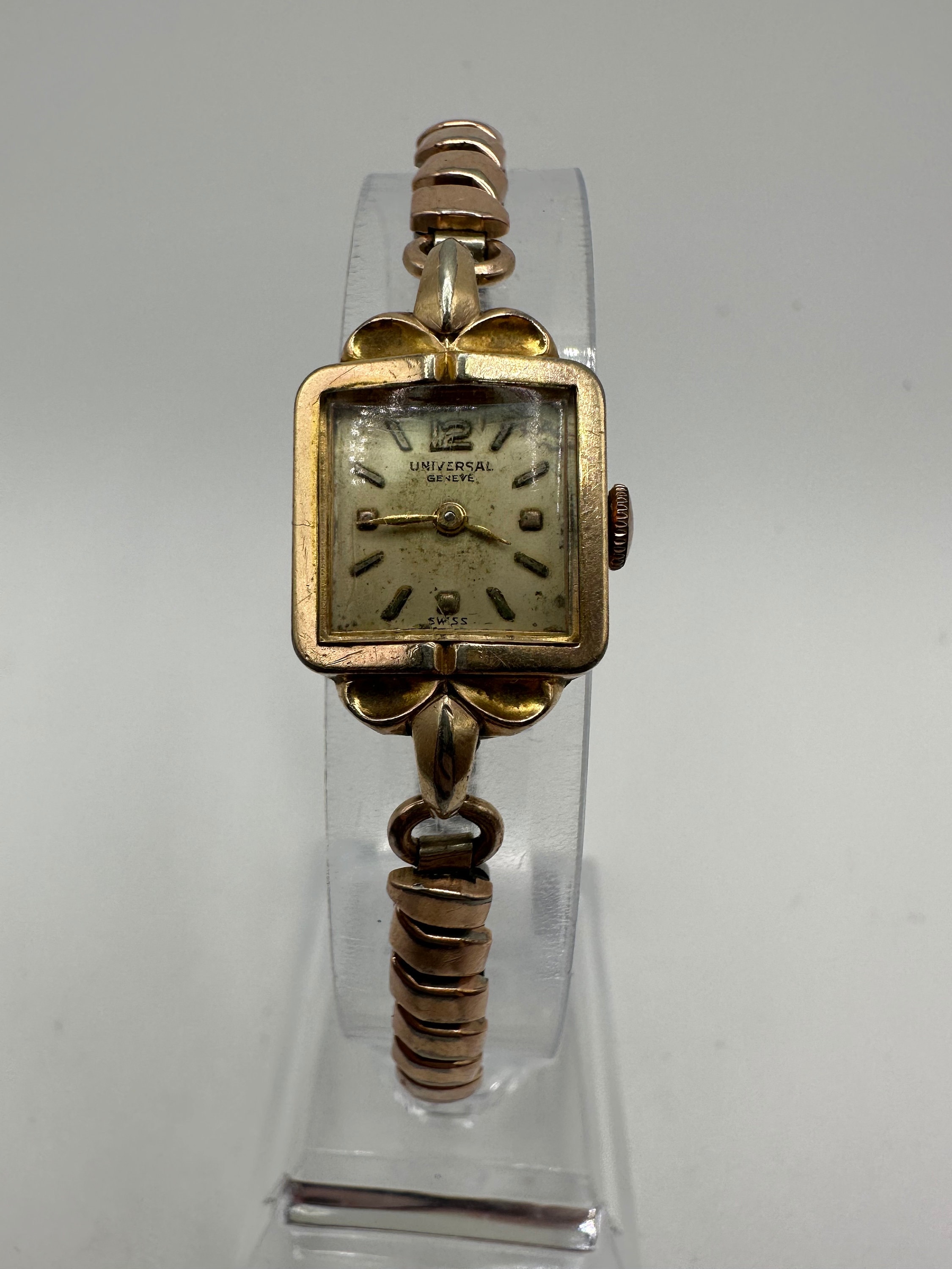Montre Vintage Femme Art Déco Mécanique, Plaqué Or Rose, Cadran Nacré - Années 1950