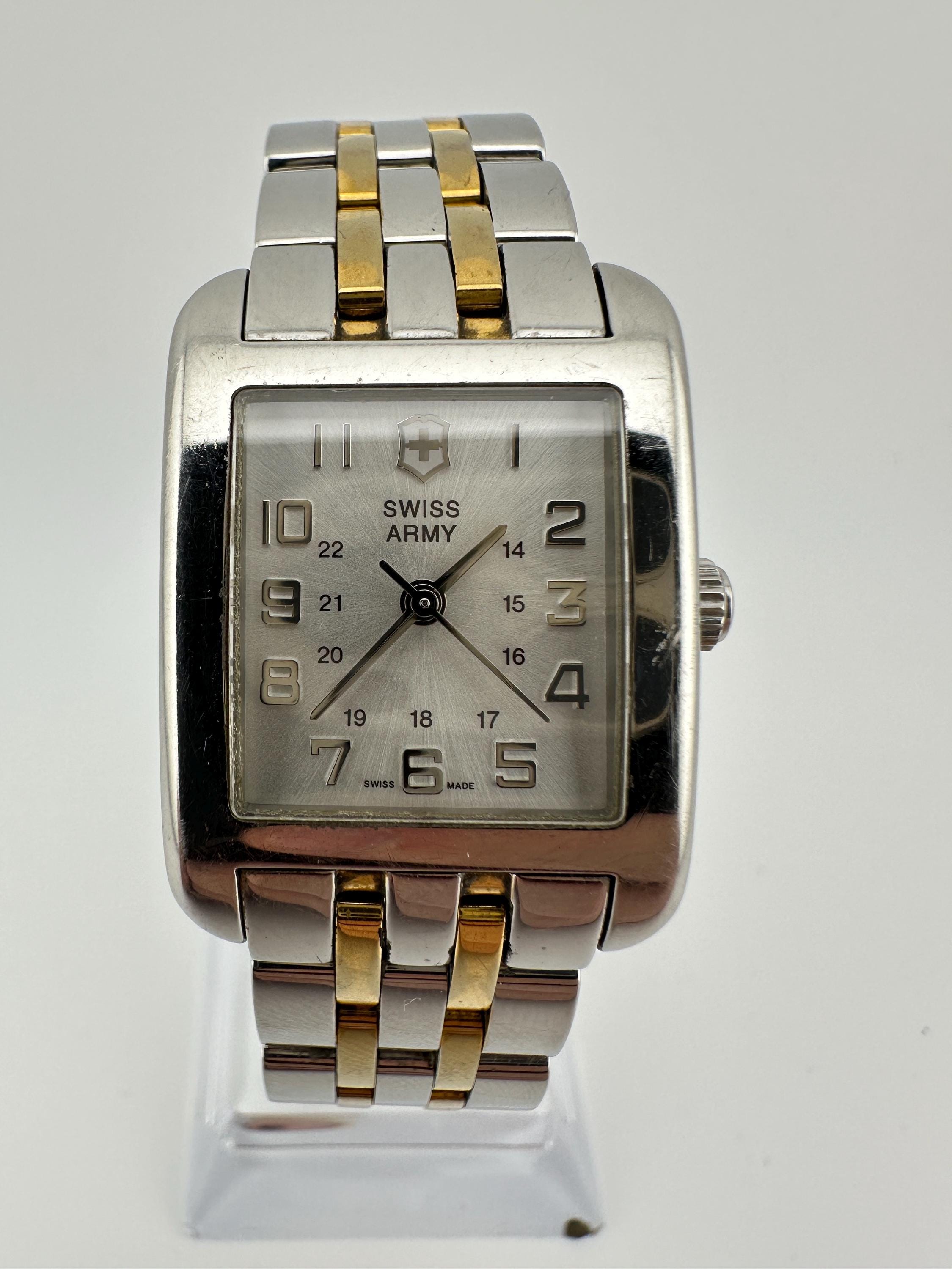 Swiss bank レディース ステンレススチール 時計 USA製 Victorianox Swiss Army Ladies Tank Watch Quartz Silver Gold Tone