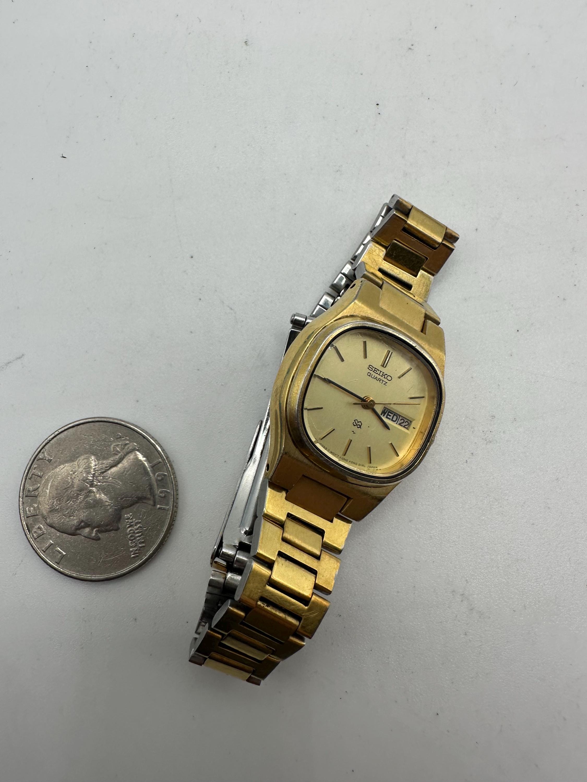 Vintage Seiko 8523 Ladies Gold Tone Day Date Watch Quartz Gift Her