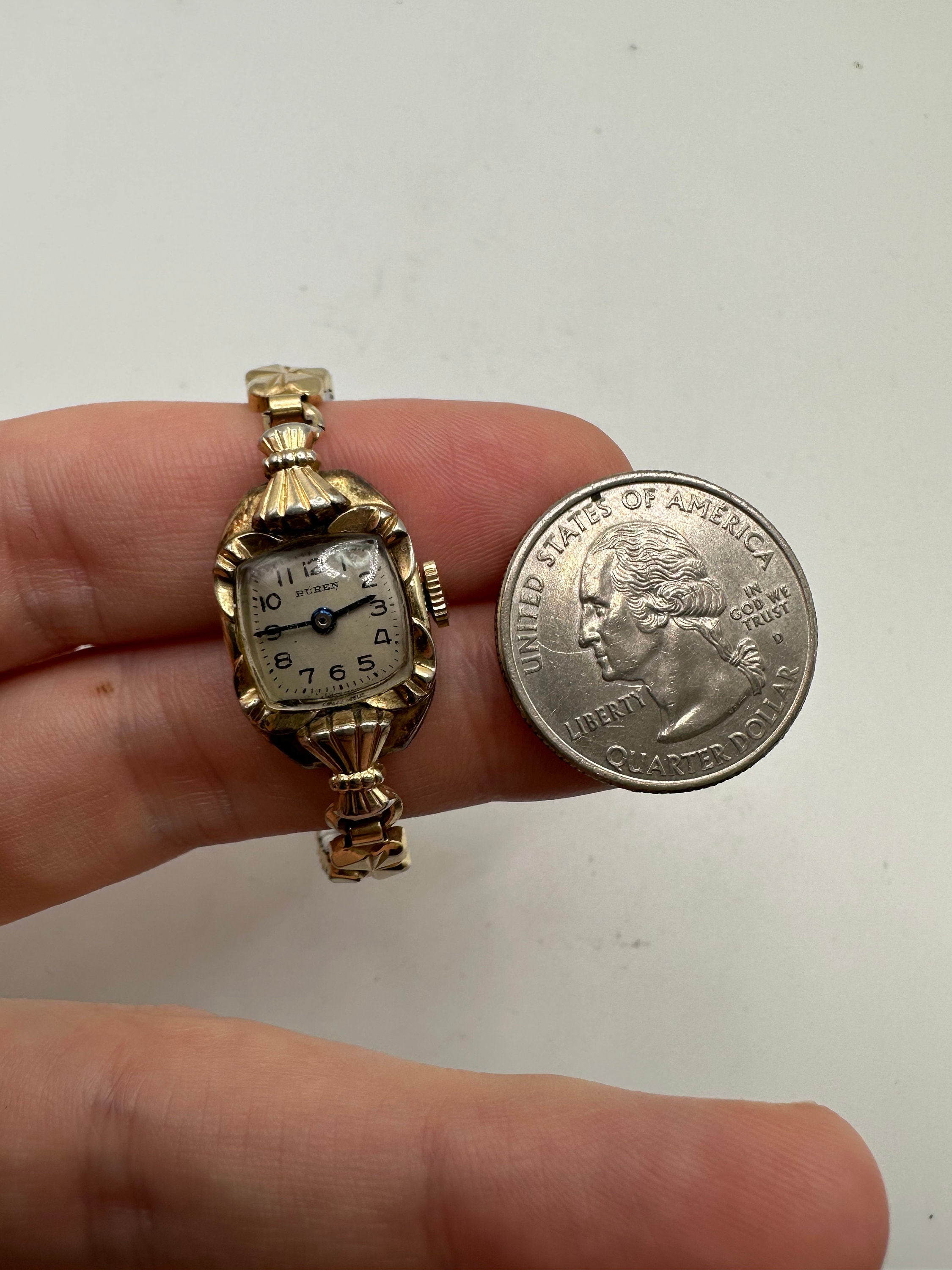 Montre Bracelet Vintage Buren – Remplie D'or – Pièce Ancienne à Réparer (couronne Manquante)
