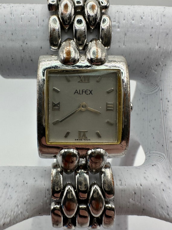 vintage Alfex ladies silver tank Swiss Quartz sqa… - image 1