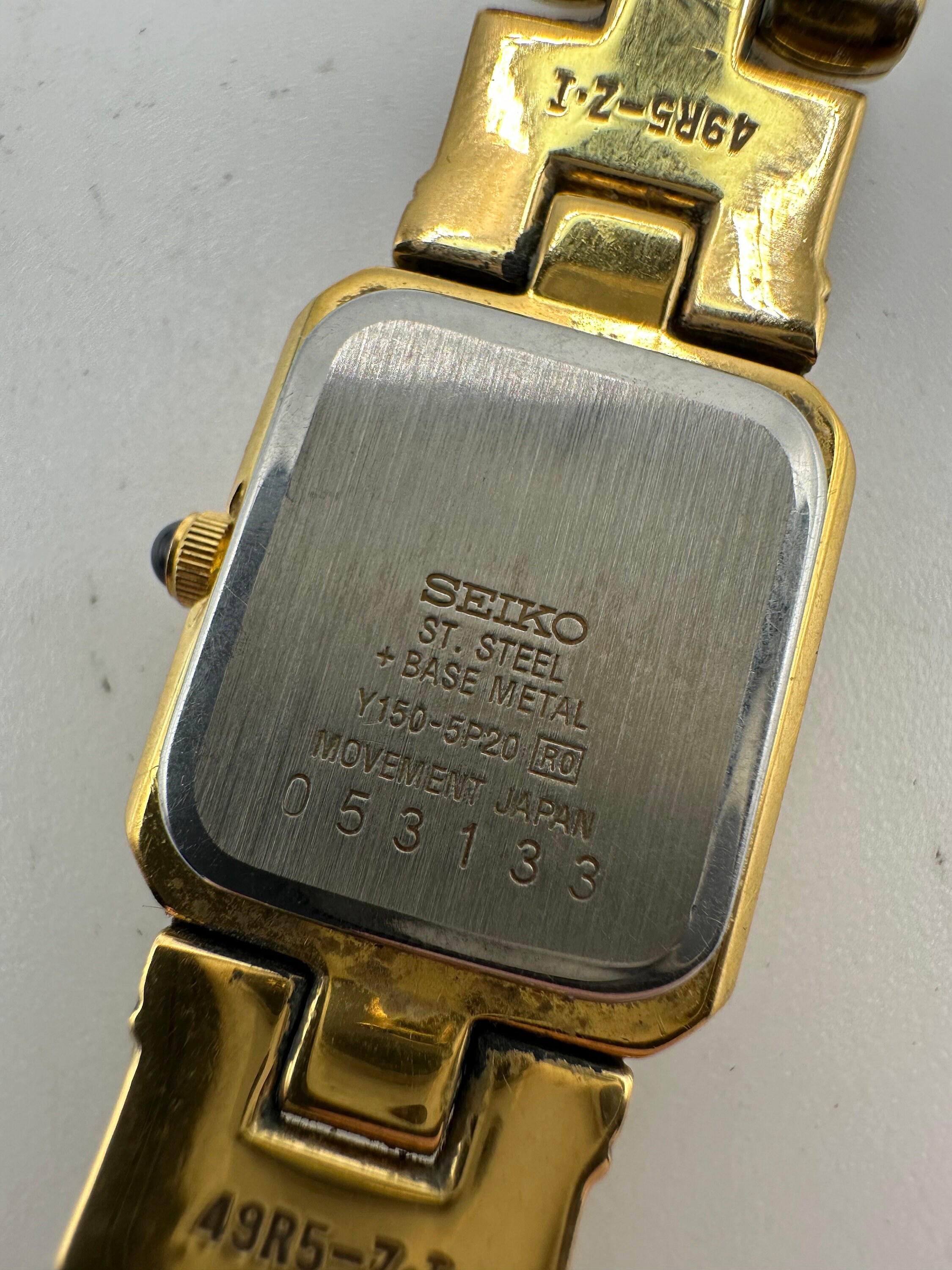 Vintage Seiko Y150 5p20 Ladies Battery Gold Tone Square Tank Watch