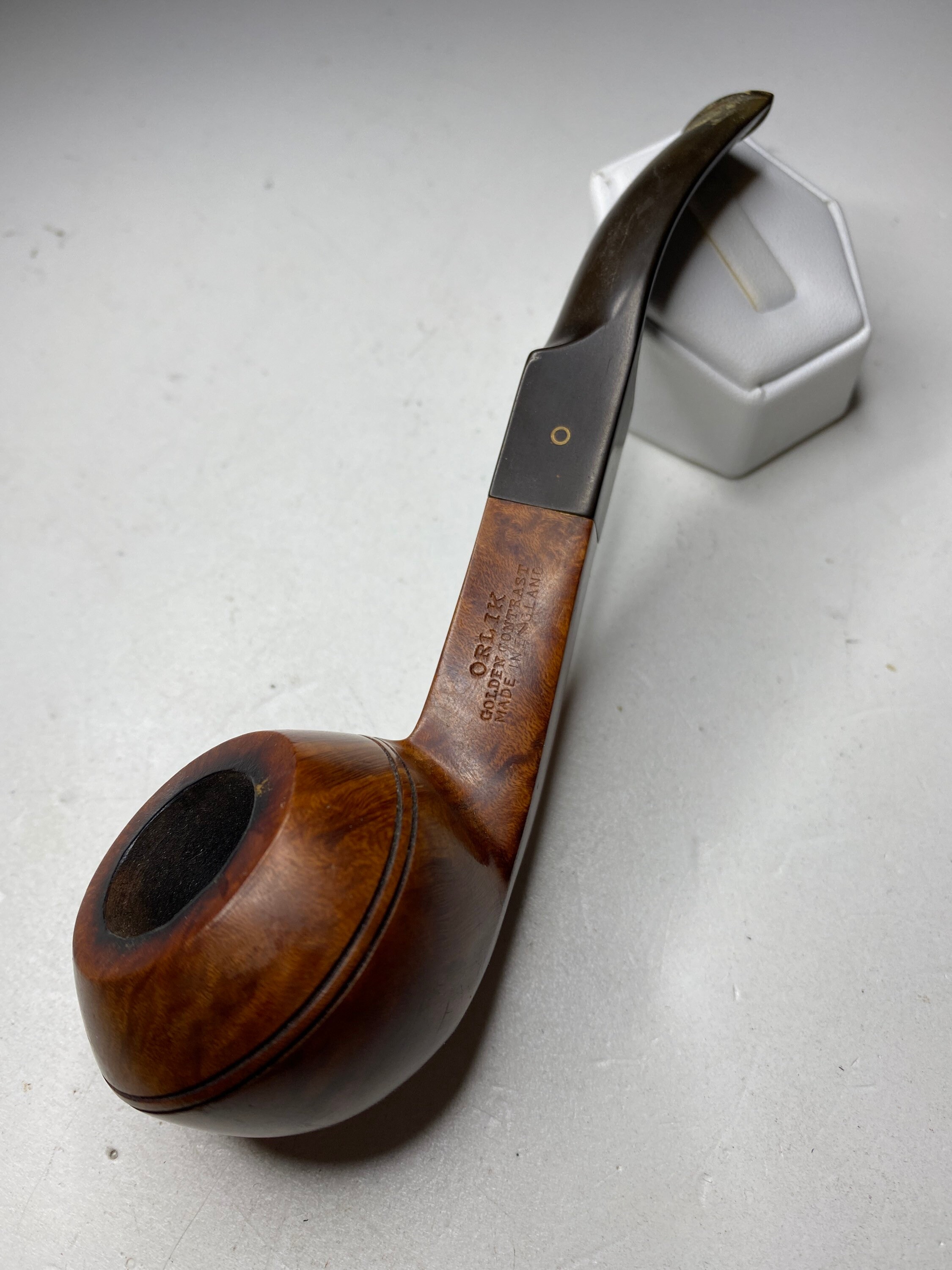 Antique Orlik Golden Contrast Tobacco Smoking Pipe Vintage Brown 