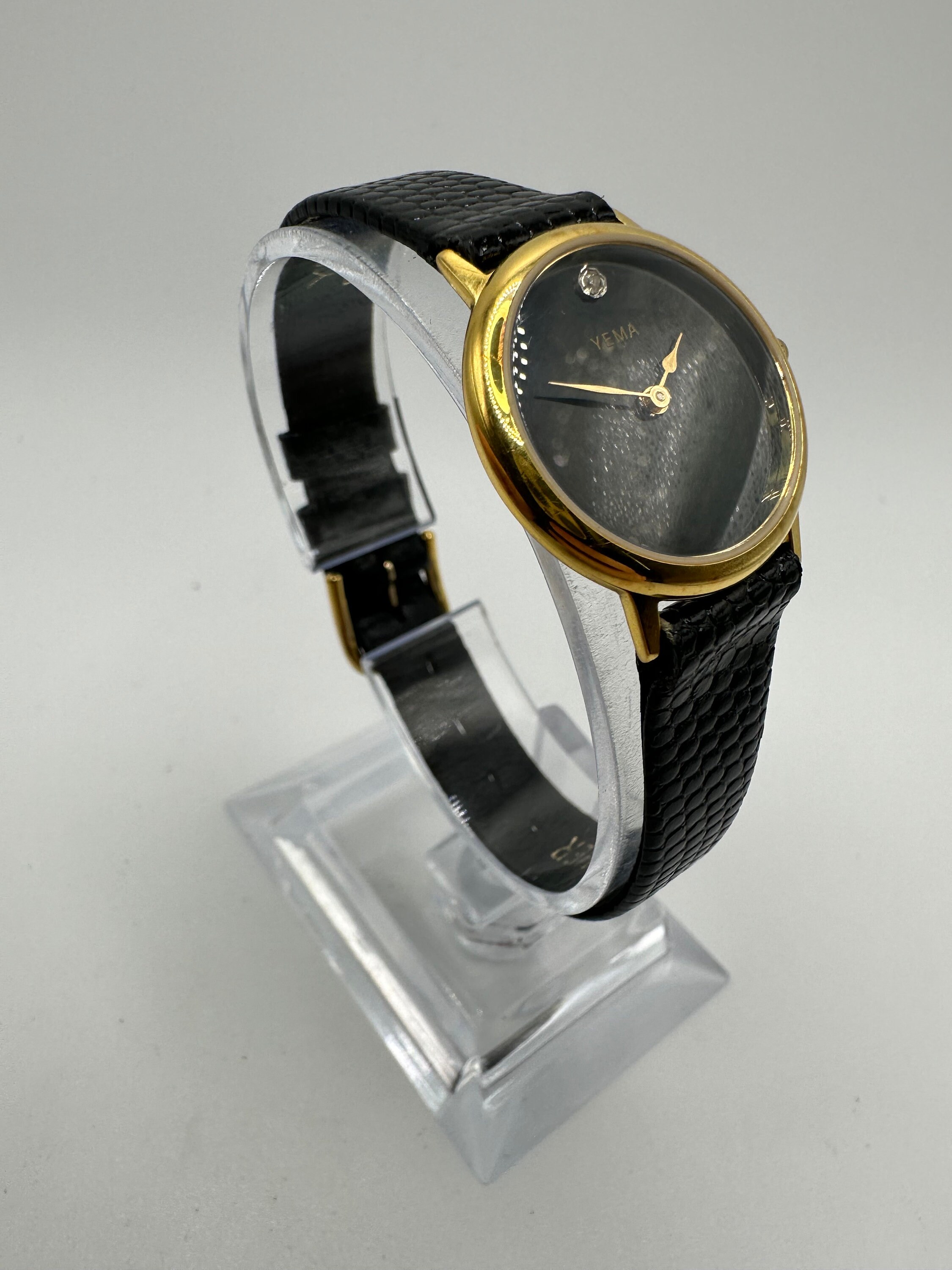 YEMA Women’s Gold-tone Brown Genuine Leather Watch Yema chronograph valjoux 92 rose gold PL serviced vintage  main image 2