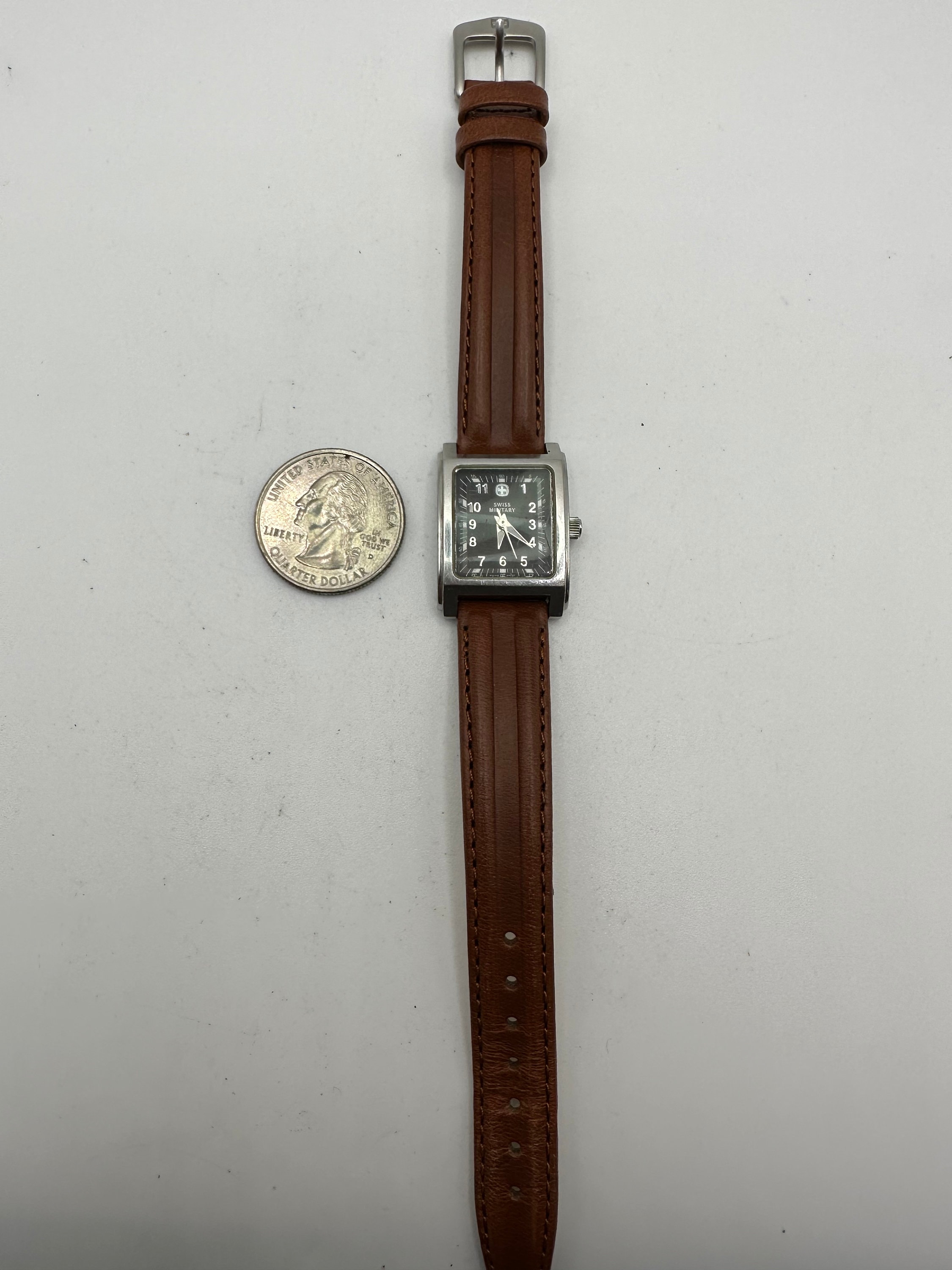 Vintage Swiss Military Ladies 22mm Silver Tank Watch Italian  display picture 1