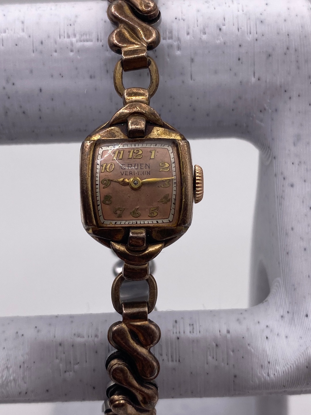 BROKEN Gruen Veri Thin Guildite Rose Gold Tone Mechanical Wind