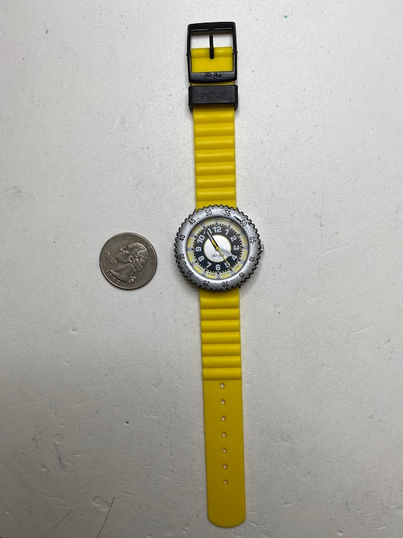 Vintage Flik Flak by swatch quartz yellow wrist w… - image 3