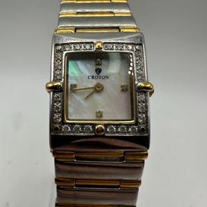 croton Diamond swiss made mother of pearl ladies gold silver tank Watch square rectangle gift her women mom designer fashion