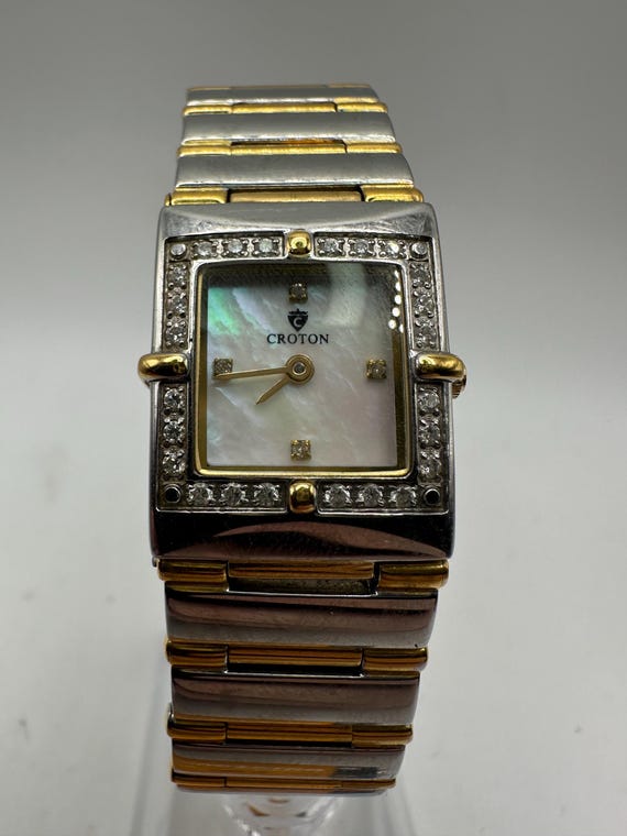 Croton Diamond Swiss Made Mother of Pearl Ladies Gold Silver  display picture 2